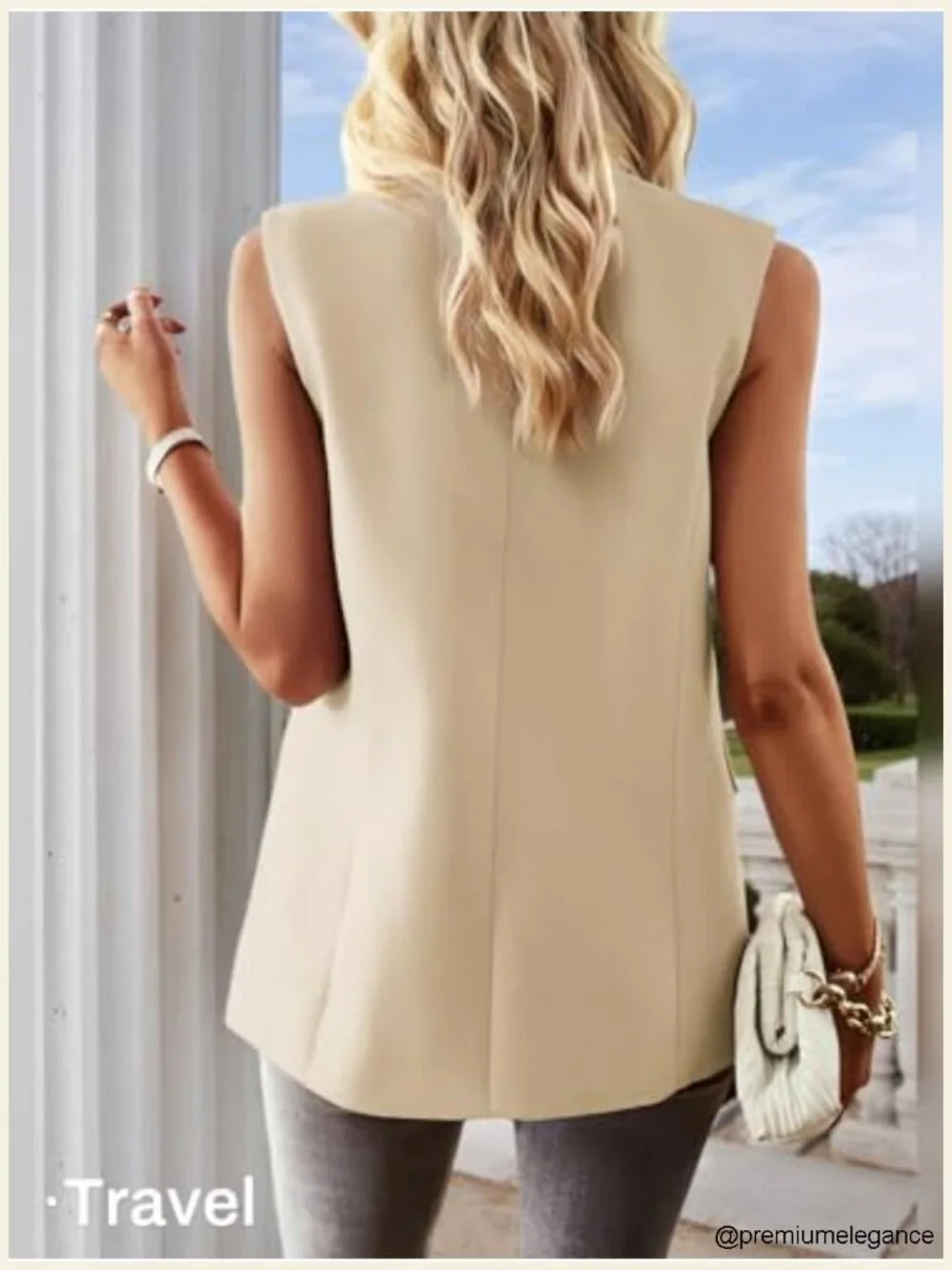 Sleeveless Vest Blazer Womens Business Casual Open Front Notch Lapel